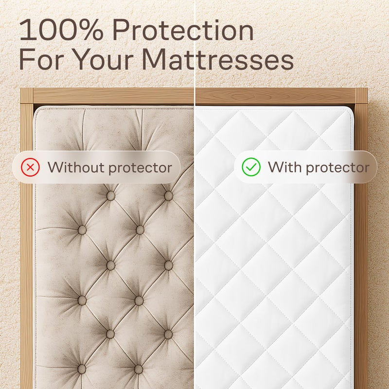 Niagara Sleep Solution Niagara Cotton Mattress Pad Queen 60x80 - Non Noisy Cooling Breathable Ultra Plush Absorbent Protector Extra Deep Fits 20 Inches Deep Mattress - Image 2